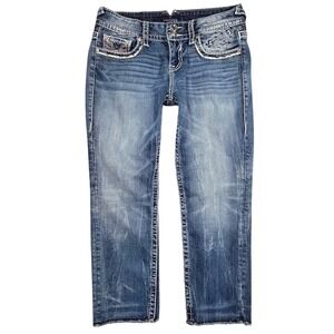 VIGOSS The Dallas Capri Jeans Womens Size 5/6 Embellished Frayed Western Cowgirl